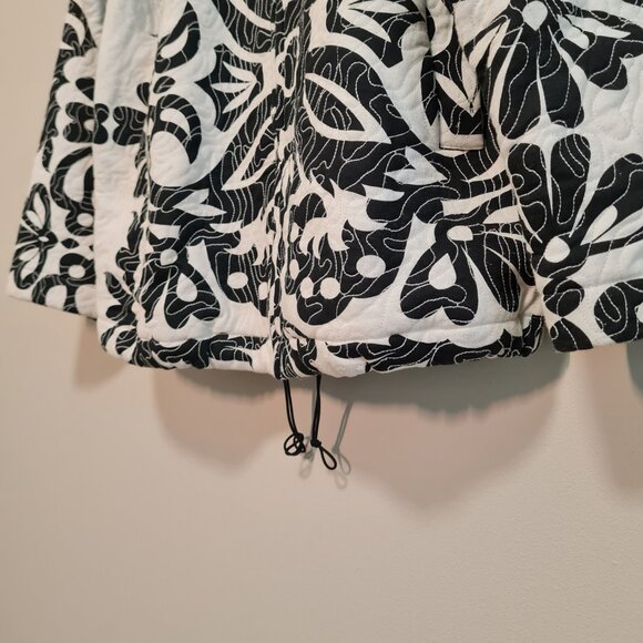 Zara Quilted Cotton Printed Oversized Coat Floral Black White S Blogger Fav - Picture 6 of 9